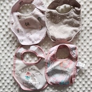 Carter's Pink and Gray Baby Bib Set
